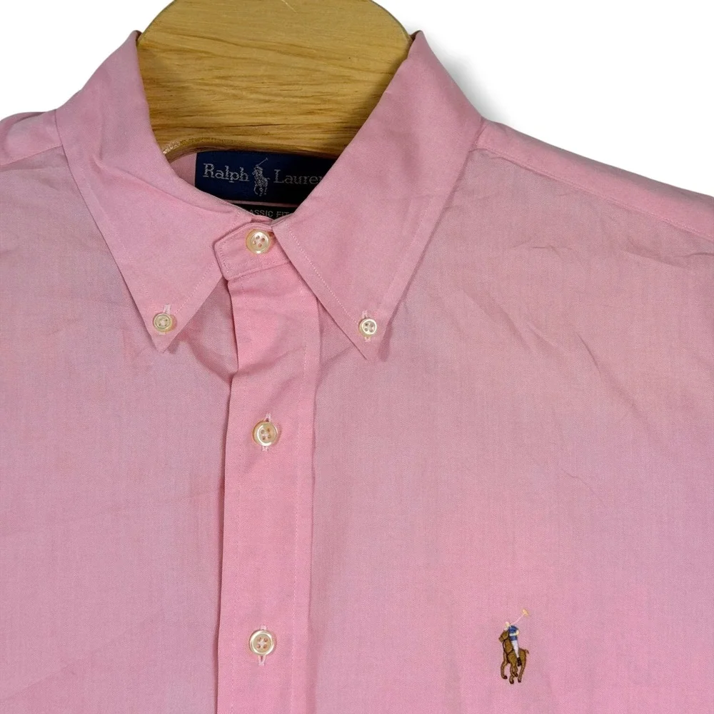 Polo Ralph Lauren Button Down Shirt Mens 16.5 Large Pink Classic Fit Oxford Pony
